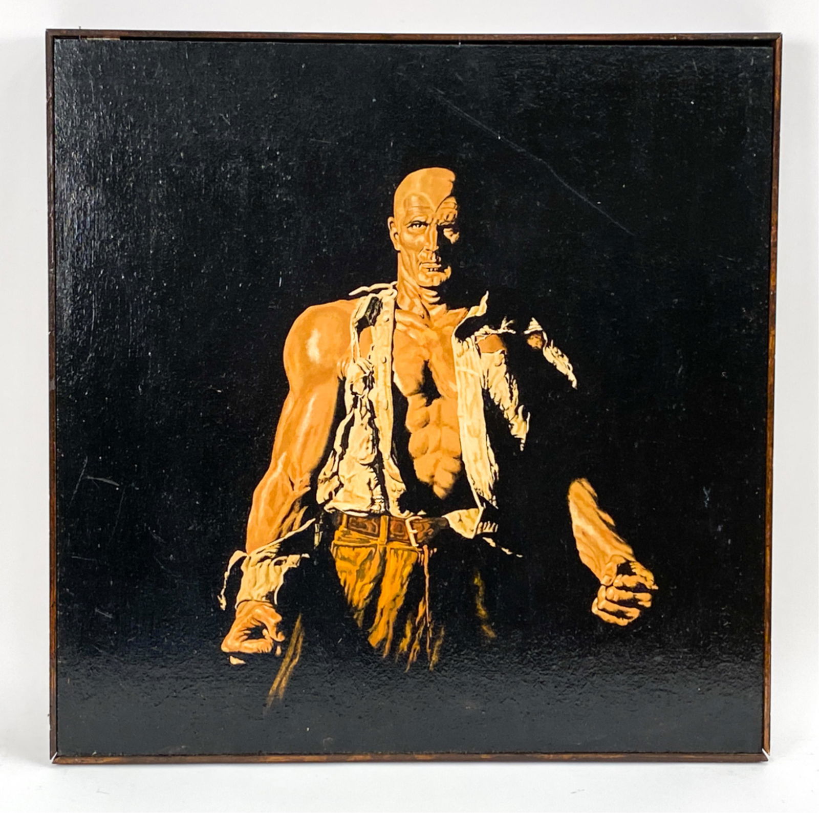 VINTAGE OIL ILLUSTRATION OF MUSCLE MAN (1 of 9)