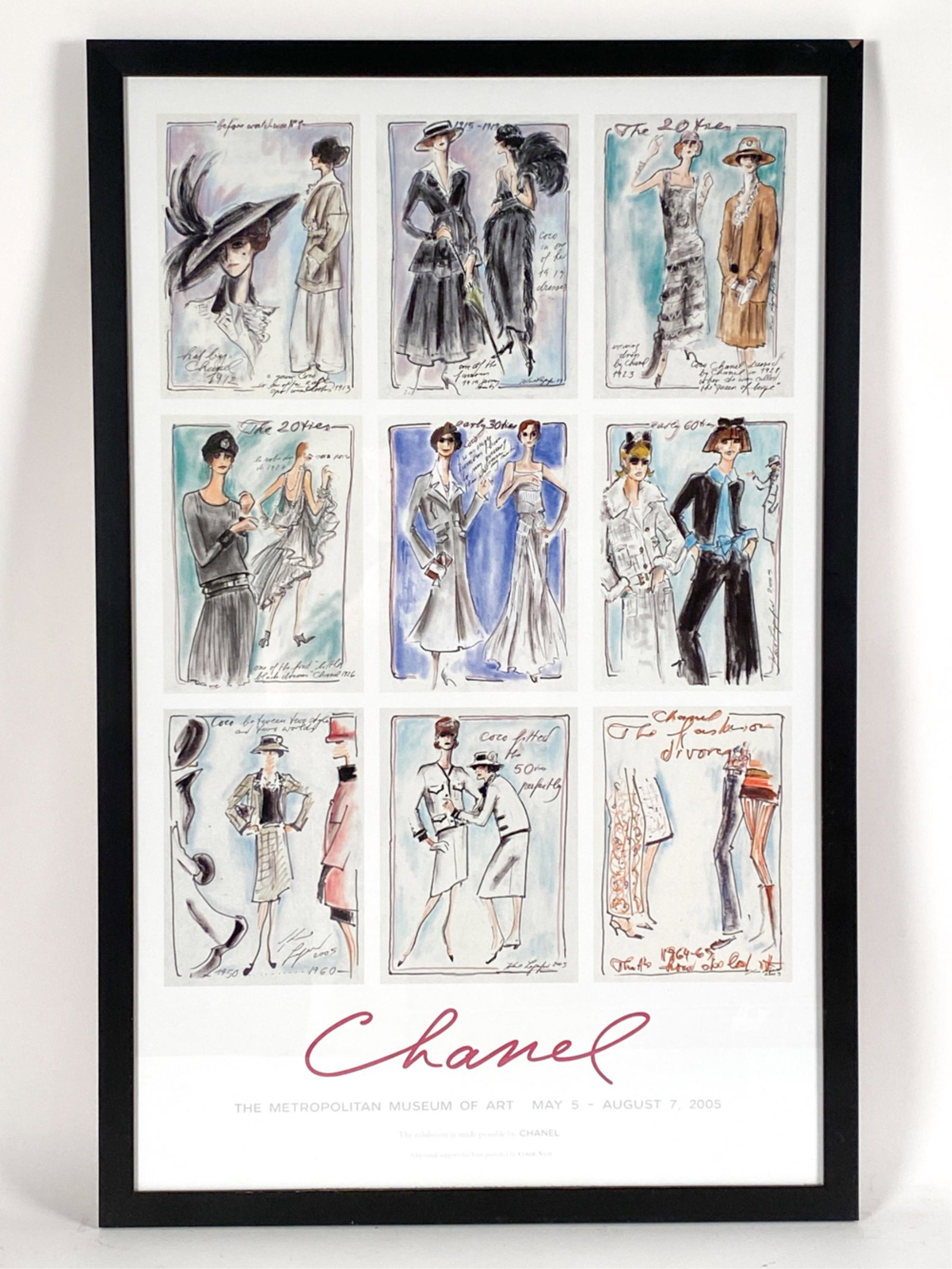 MMA 2005 CHANEL EXHIBITION POSTER: Poster for the exhibition at Metropolitan Museum of Art. Dimensions: (Frame): H 40" x W 26" Condition: Frame with some corner losses.