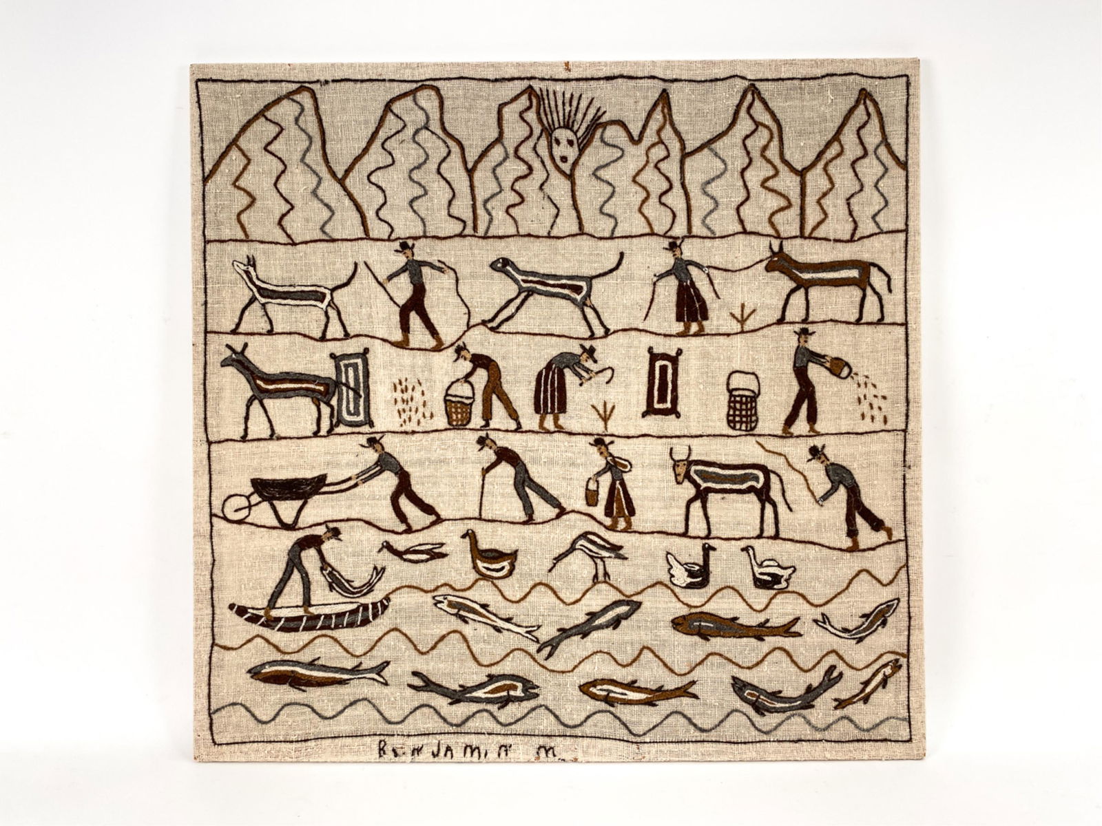 FOLK ART CREWELWORK PANEL (1 of 8)