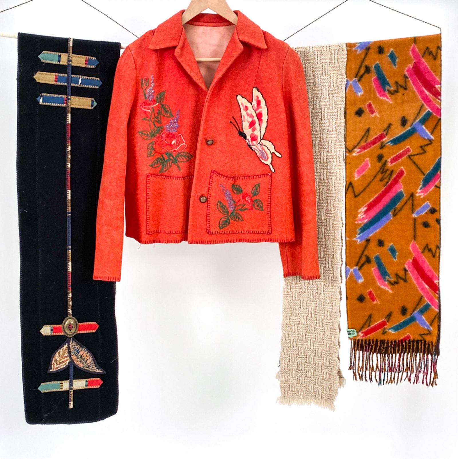 VINTAGE HANDMADE FELTED JACKET & (3) SCARVES (1 of 12)