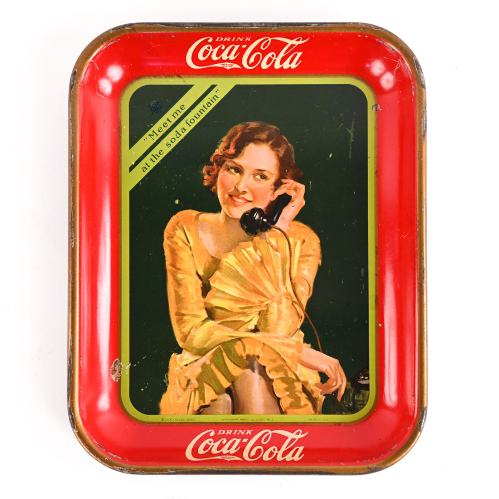 1930 COCA-COLA "TELEPHONE GIRL" ADVERTISING TRAY (1 of 14)