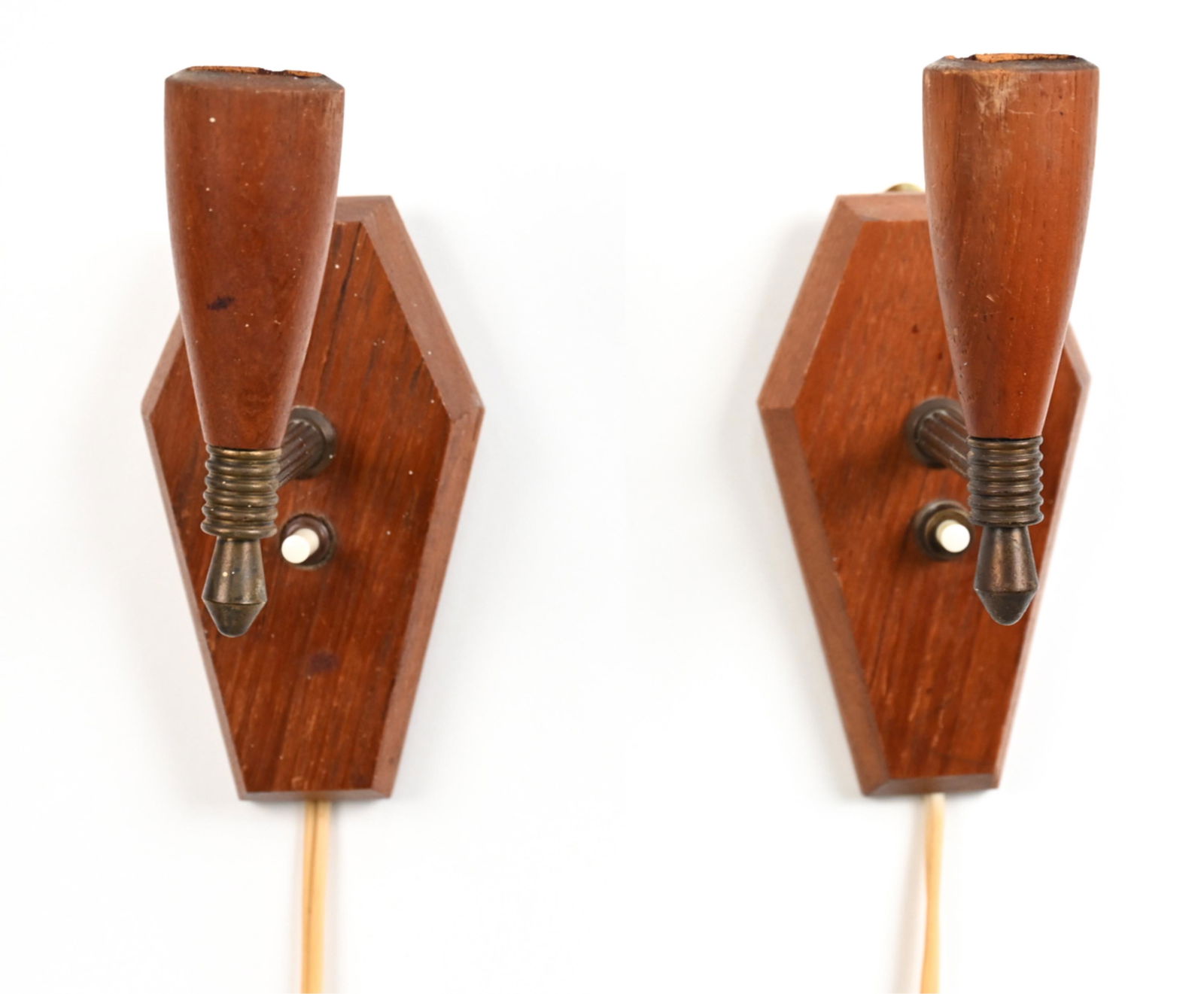 PAIR OF DANISH MID-CENTURY TEAK WALL SCONCES (1 of 11)