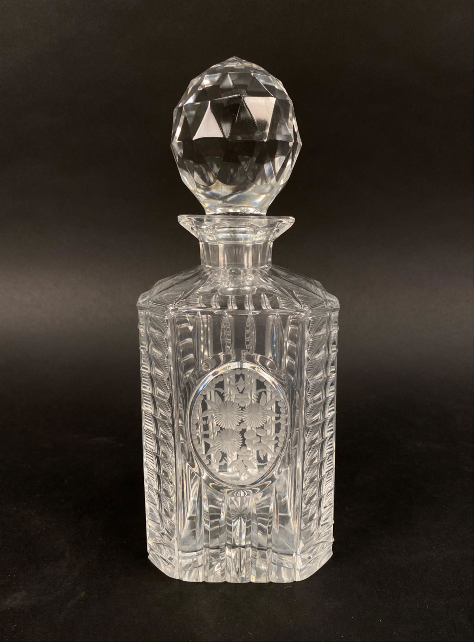 ETCHED CUT CRYSTAL DECANTER (1 of 10)