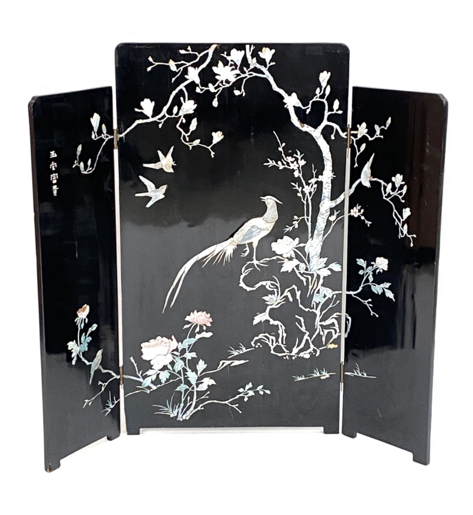 CHINESE MOTHER OF PEARL INLAID LACQUERED SCREEN (1 of 20)