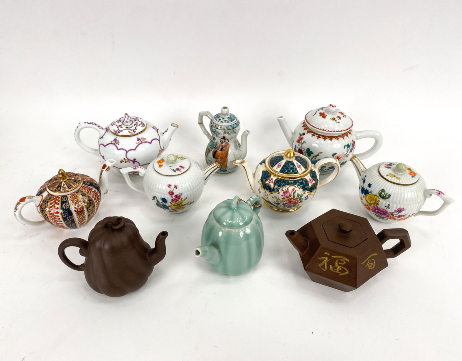 (10) GROUPING OF PORCELAIN TEAPOTS INCL. ASIAN (1 of 18)