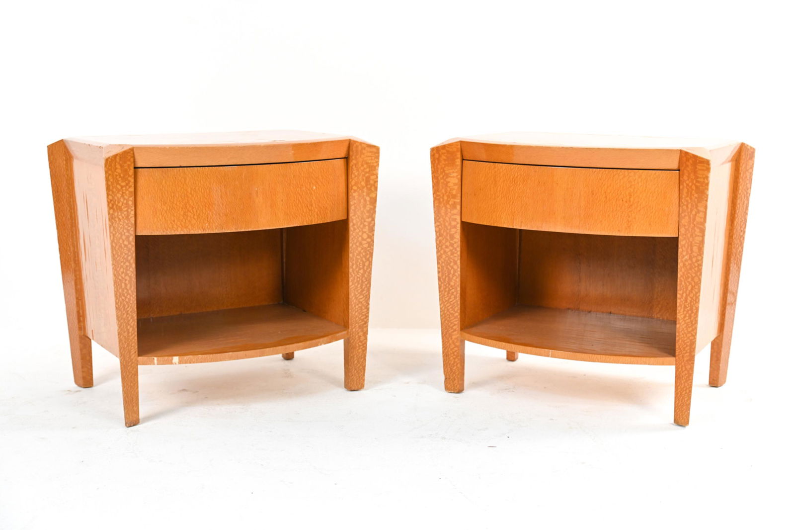 PAIR DAKOTA JACKSON HERALDIC LACEWOOD NIGHTSTANDS (1 of 13)