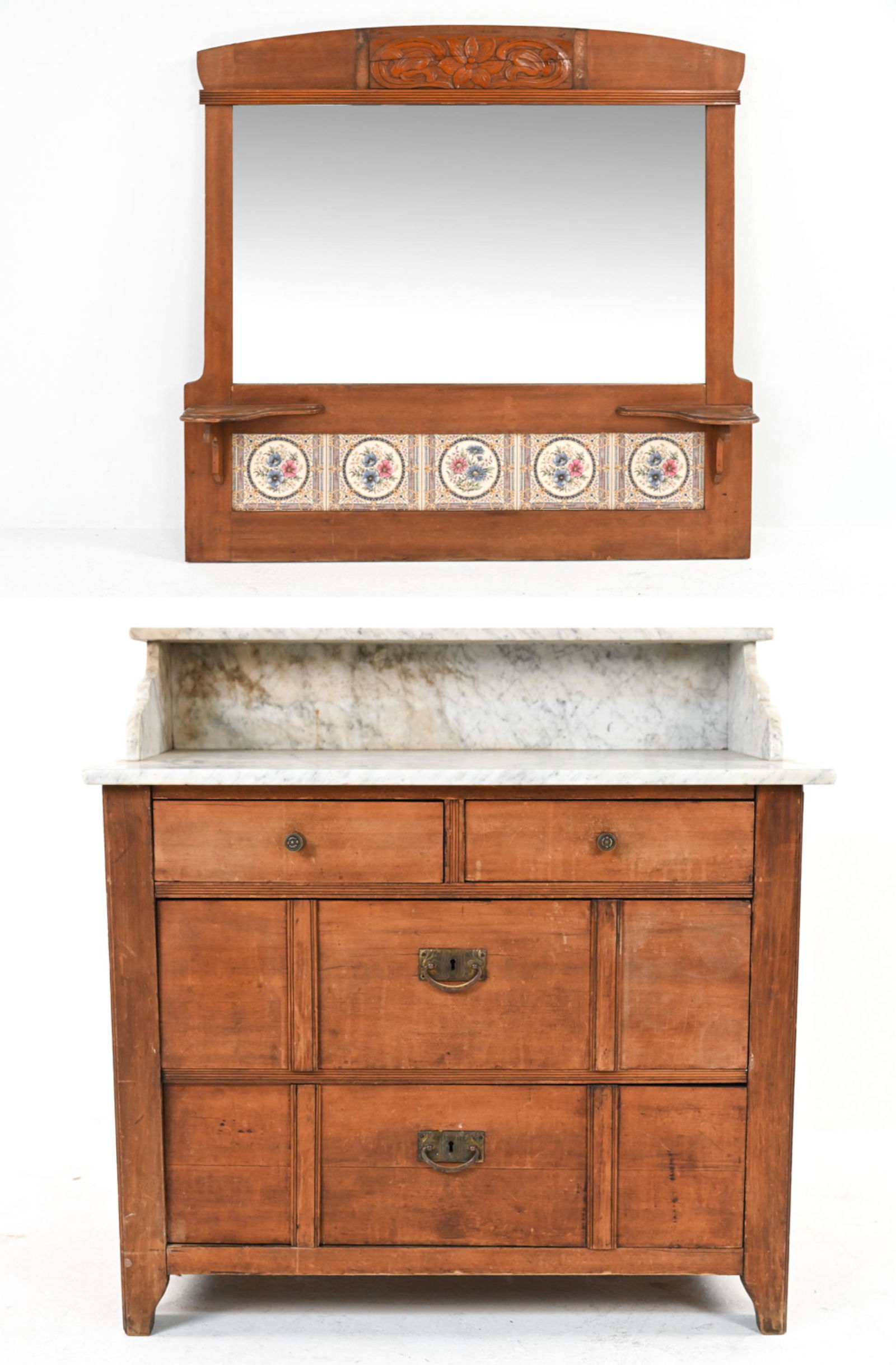 FRENCH VICTORIAN CHEST OF DRAWERS & MIRROR (1 of 20)