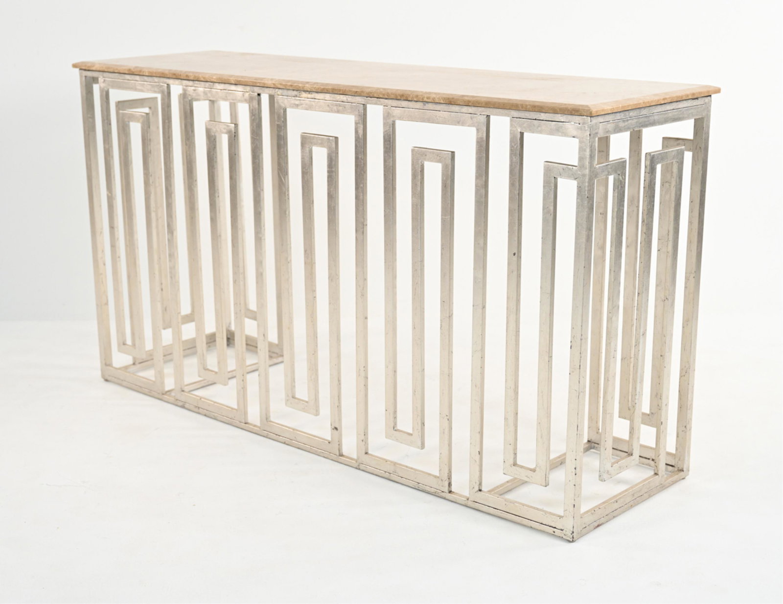 CONTEMPORARY SILVER GILT METAL & MARBLE CONSOLE (1 of 11)