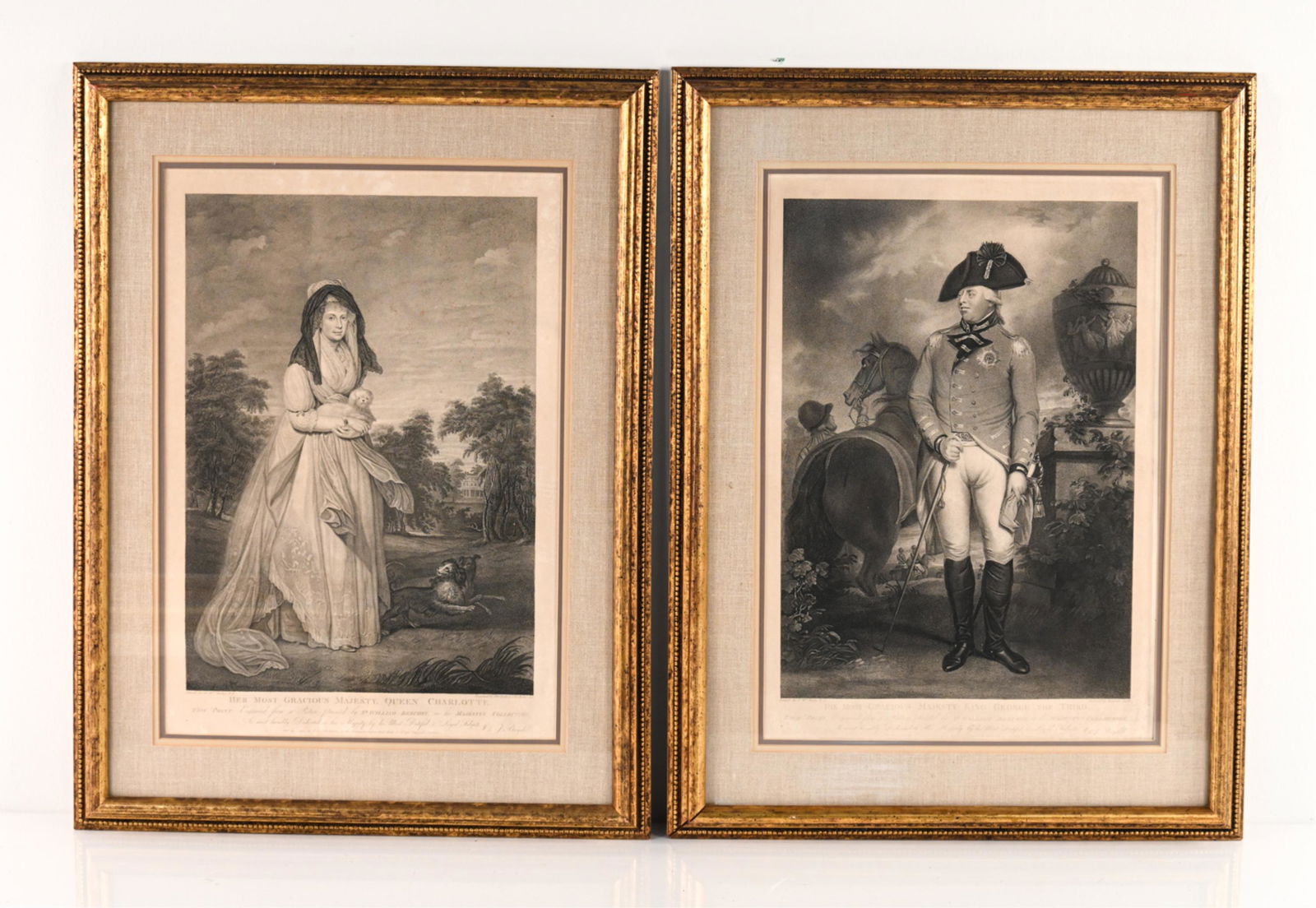 (2) 18TH C. ENGRAVINGS KING GEORGE QUEEN CHARLOTTE (1 of 19)