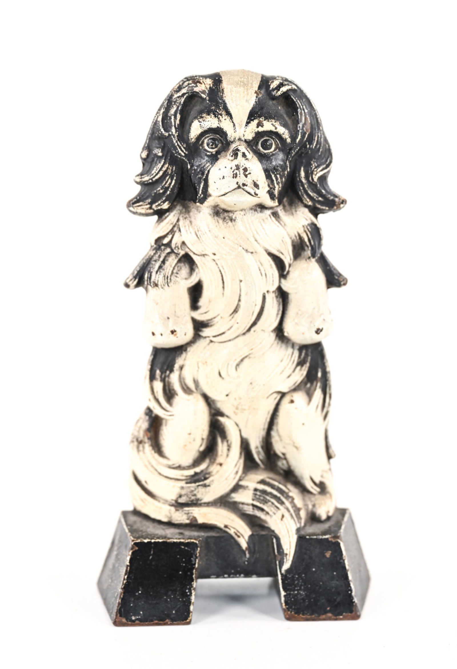 ANTIQUE PAINTED IRON DOG DOORSTOP (1 of 10)