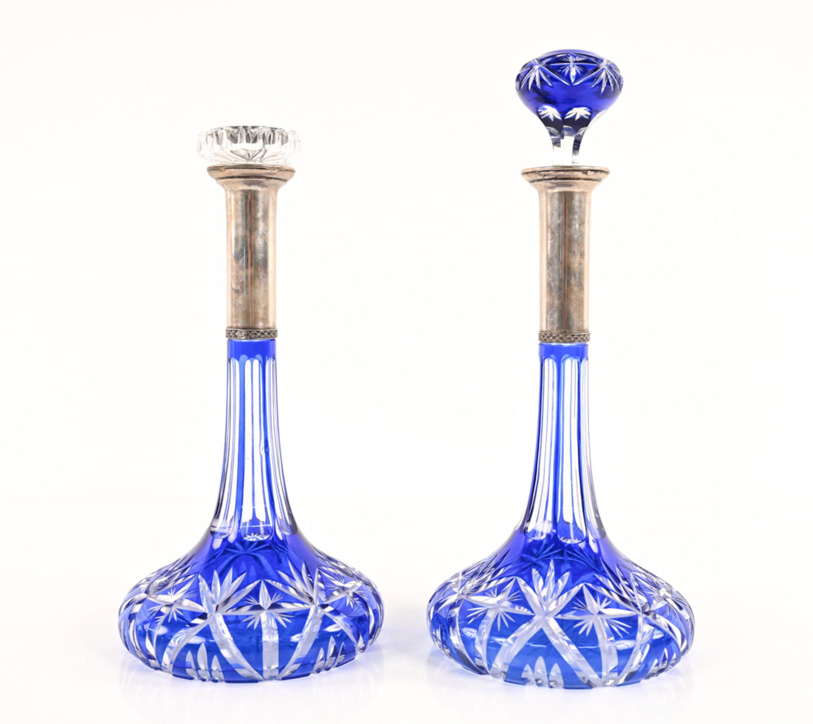 (2) ANTIQUE BLUE CUT TO CLEAR DECANTERS (1 of 13)