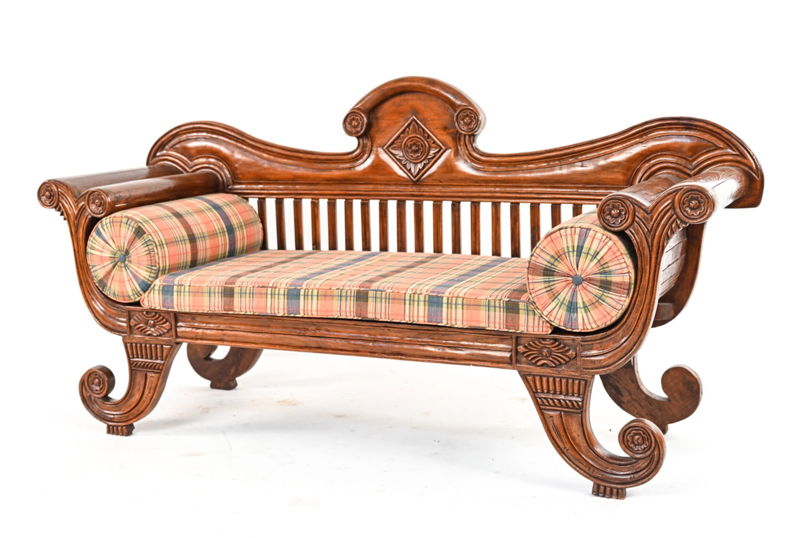 20TH C. INDONESIAN CARVED TEAK SOFA (1 of 17)