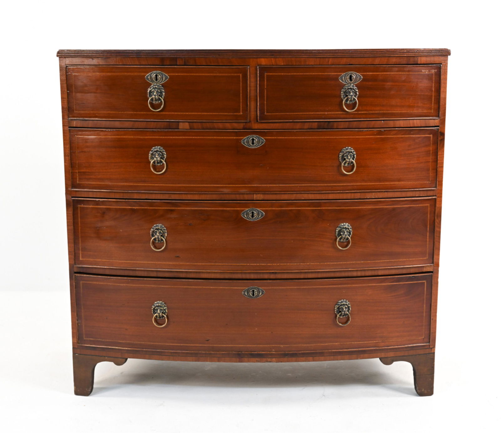 ANTIQUE MAHOGANY BOW-FRONT CHEST OF DRAWERS (1 of 14)