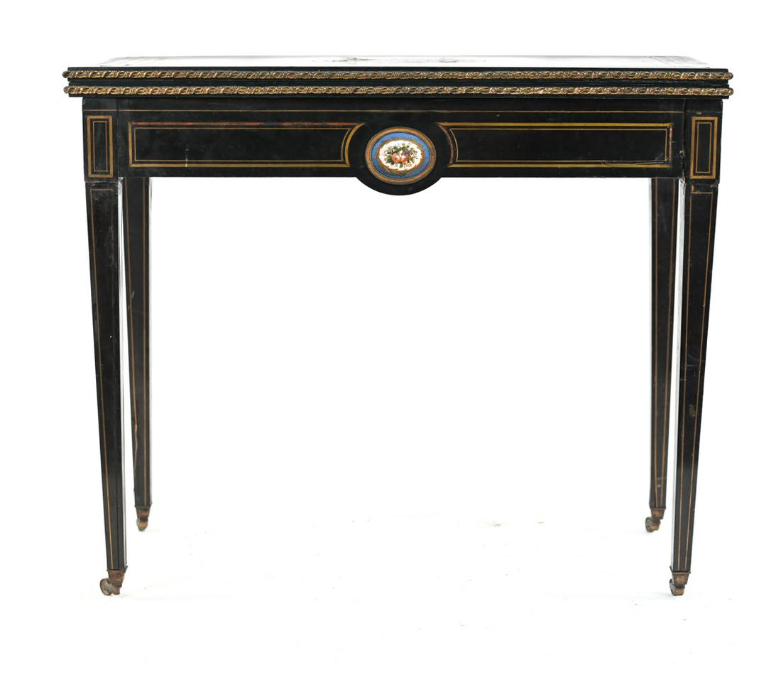 19TH C. GAMES TABLE W/ PORCELAIN & BOULLE INLAY (1 of 15)