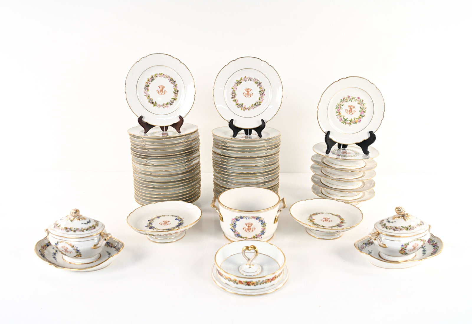 ANTIQUE SEVRES-STYLE PORCELAIN SERVICE (1 of 20)