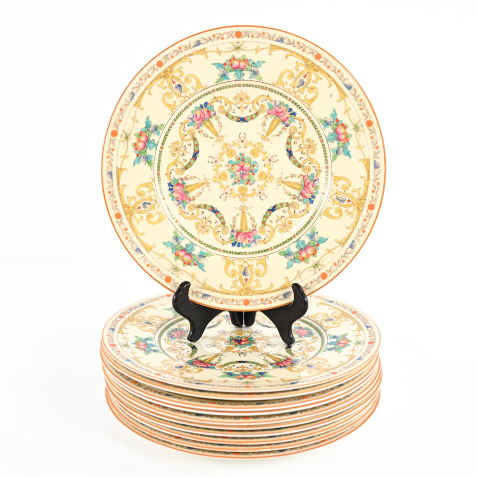 (11) EDWARDIAN ROYAL WORCESTER CHINA DINNER PLATES (1 of 8)