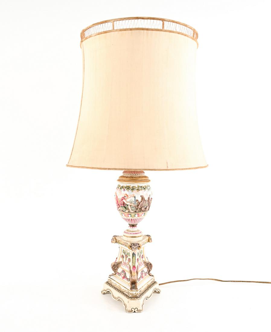 ANTIQUE PORCELAIN PEDESTAL URN, AS LAMP (1 of 9)