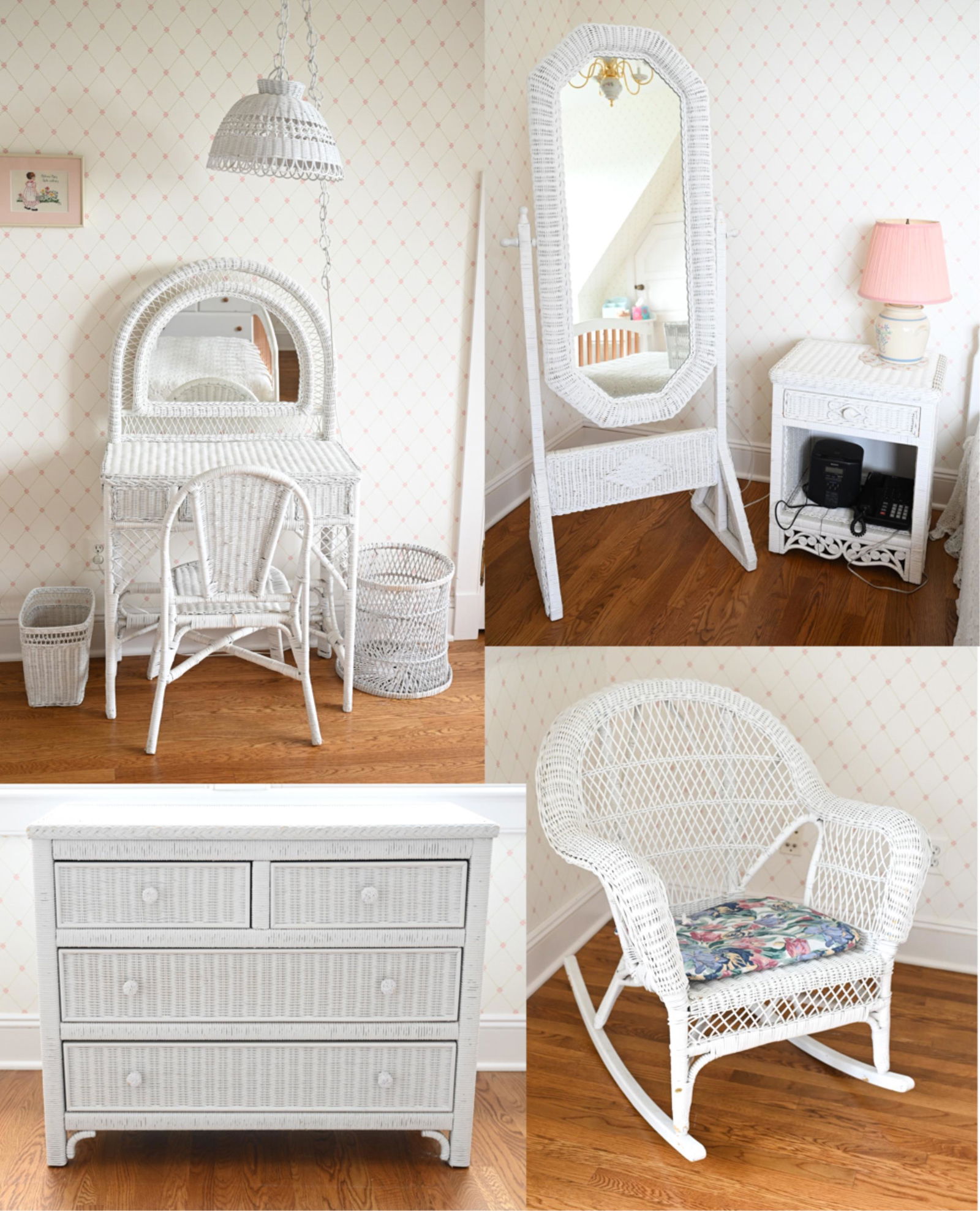 WHITE-PAINTED WICKER BEDROOM SUITE (1 of 18)