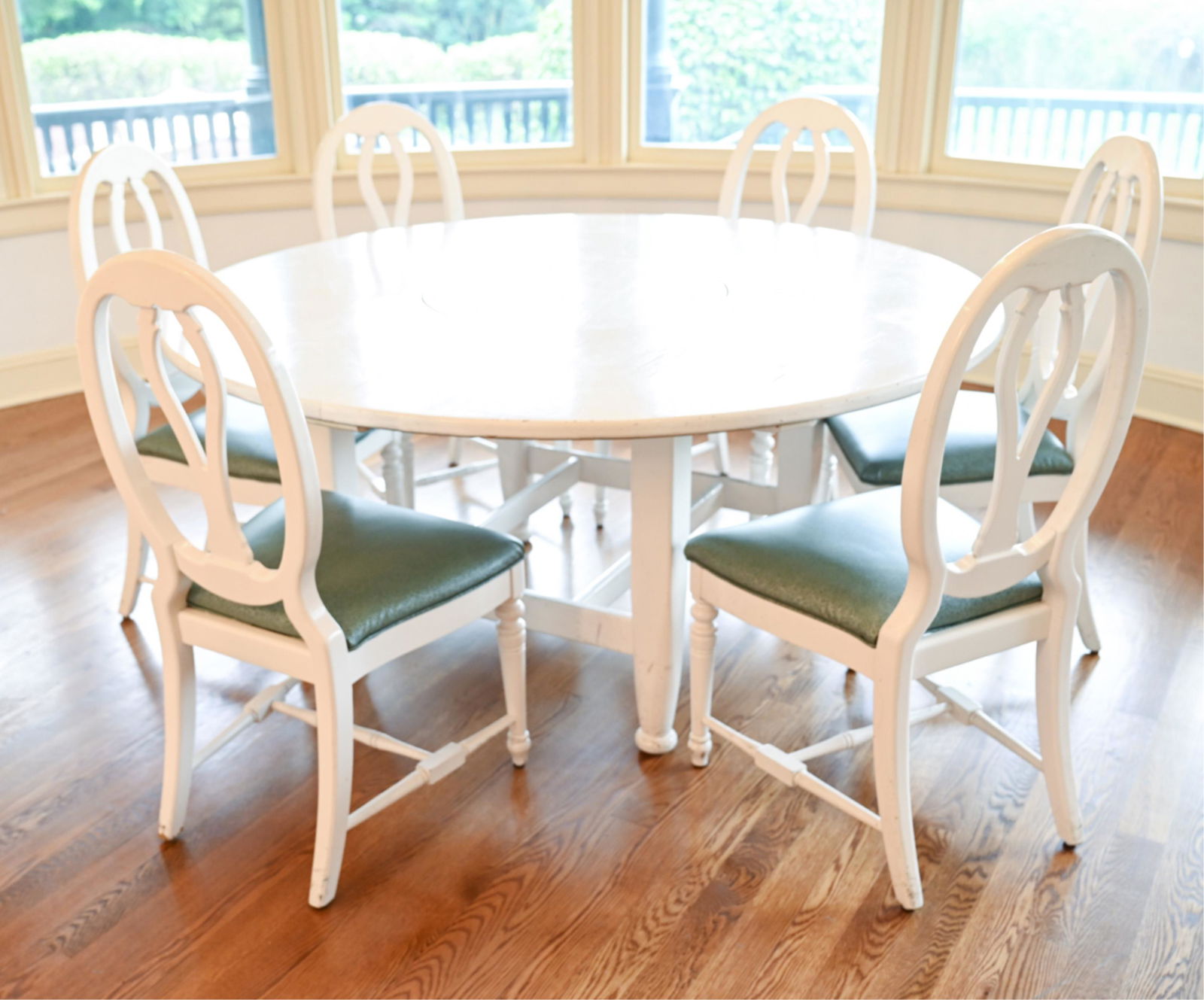 WHITE-PAINTED COUNTRY DINING TABLE & (6) CHAIRS (1 of 11)