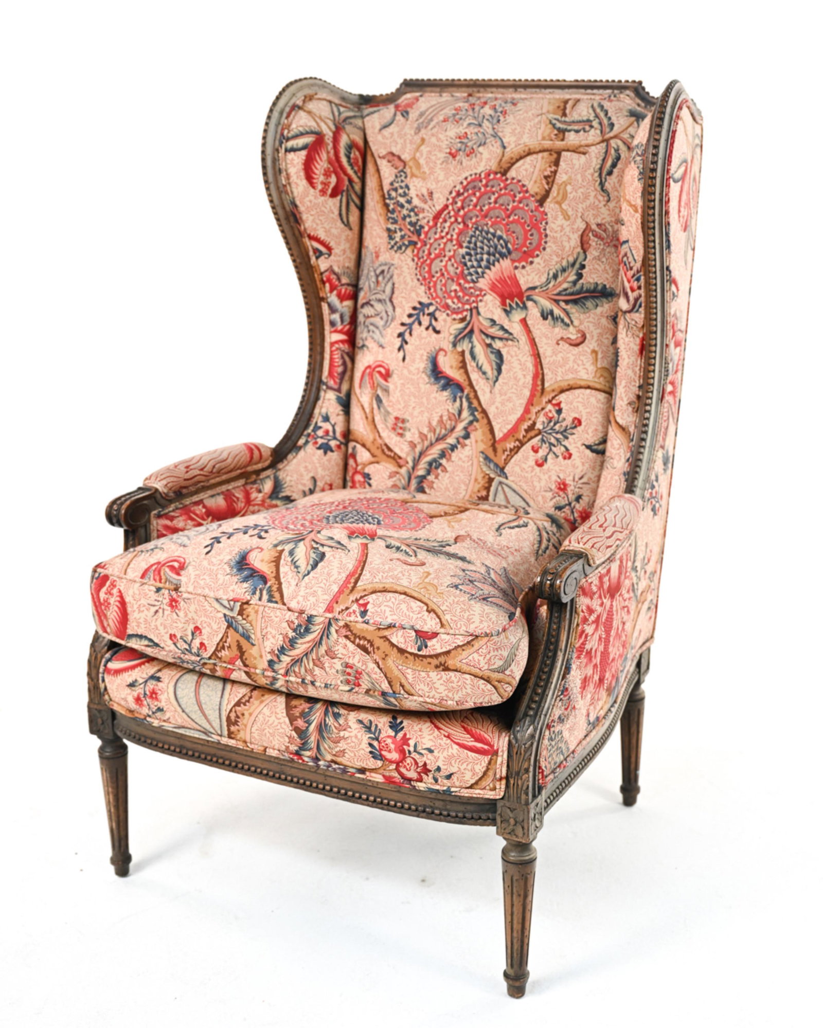ANTIQUE FRENCH WINGBACK CHAIR, PIERRE FREY FABRIC (1 of 16)