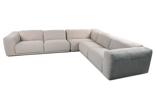 MATTHEW HILTON FOR DWR KELSTON WOOL SECTIONAL SOFA: Dimensions: (Together, backrests down) H 24" x W 136" x D 123" x SH 18"; (Left arm section) W 76" x D 42"; (Corner section) W 56" x D 42"; (Right arm section) W 76" x D 42" Condition: Fabric with