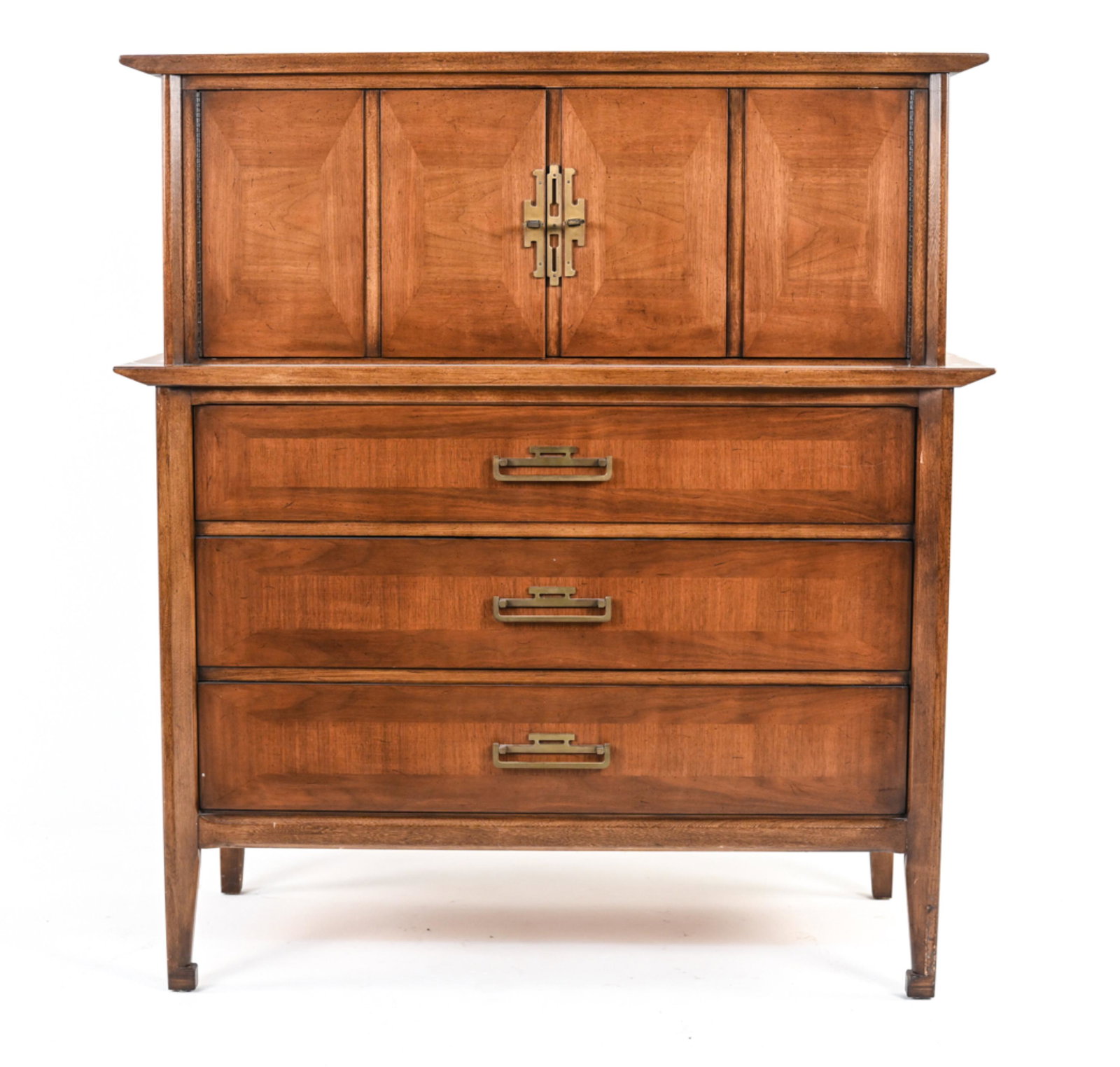 MID-CENTURY WHITE FURNITURE WALNUT HIGHBOY CHEST (1 of 15)