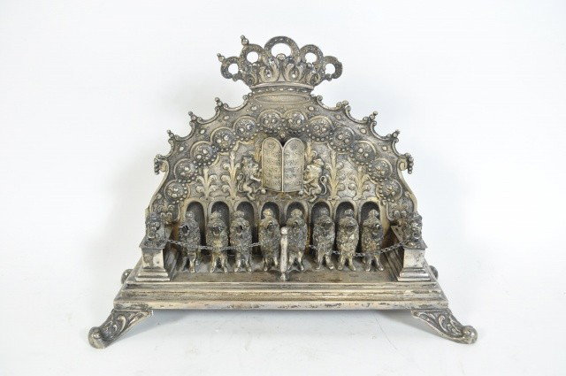 C. 1880 .800 SILVER GERMAN CHANUKAH LAMP - 2