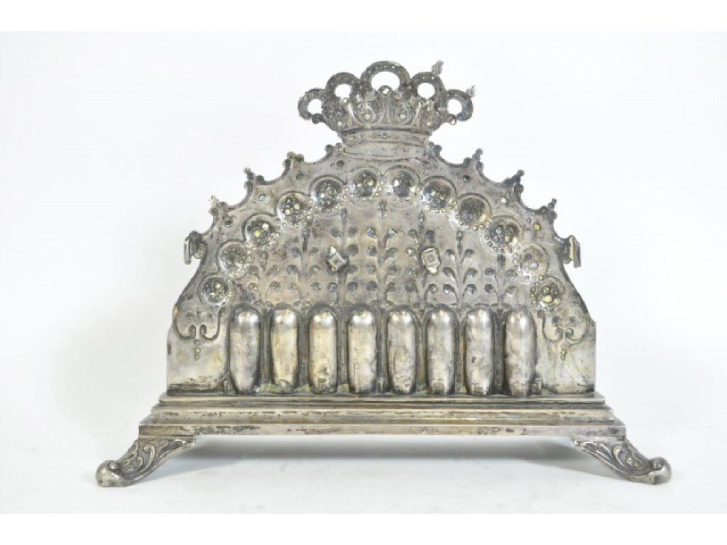 C. 1880 .800 SILVER GERMAN CHANUKAH LAMP - 9
