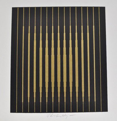 VICTOR VASARELY 1965 "BORA II" SIGNED PRINT: Measures: 11" x 12.5"