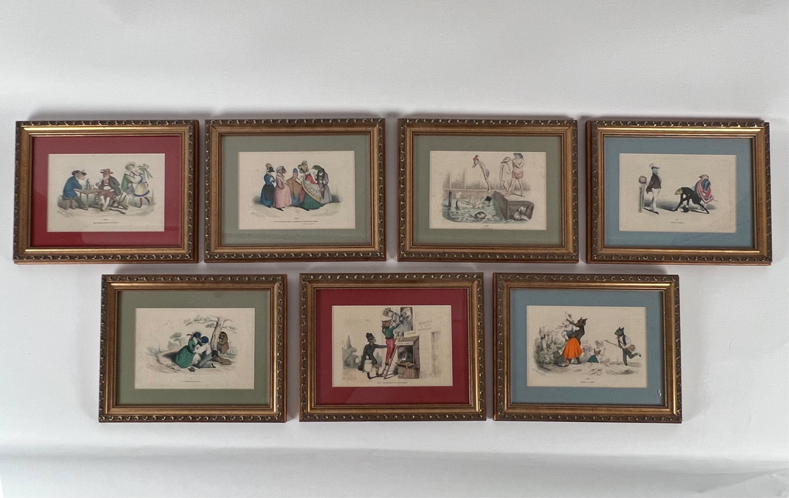 (7) 19TH C. FRENCH COMICAL ENGRAVINGS GRANDVILLE (1 of 9)