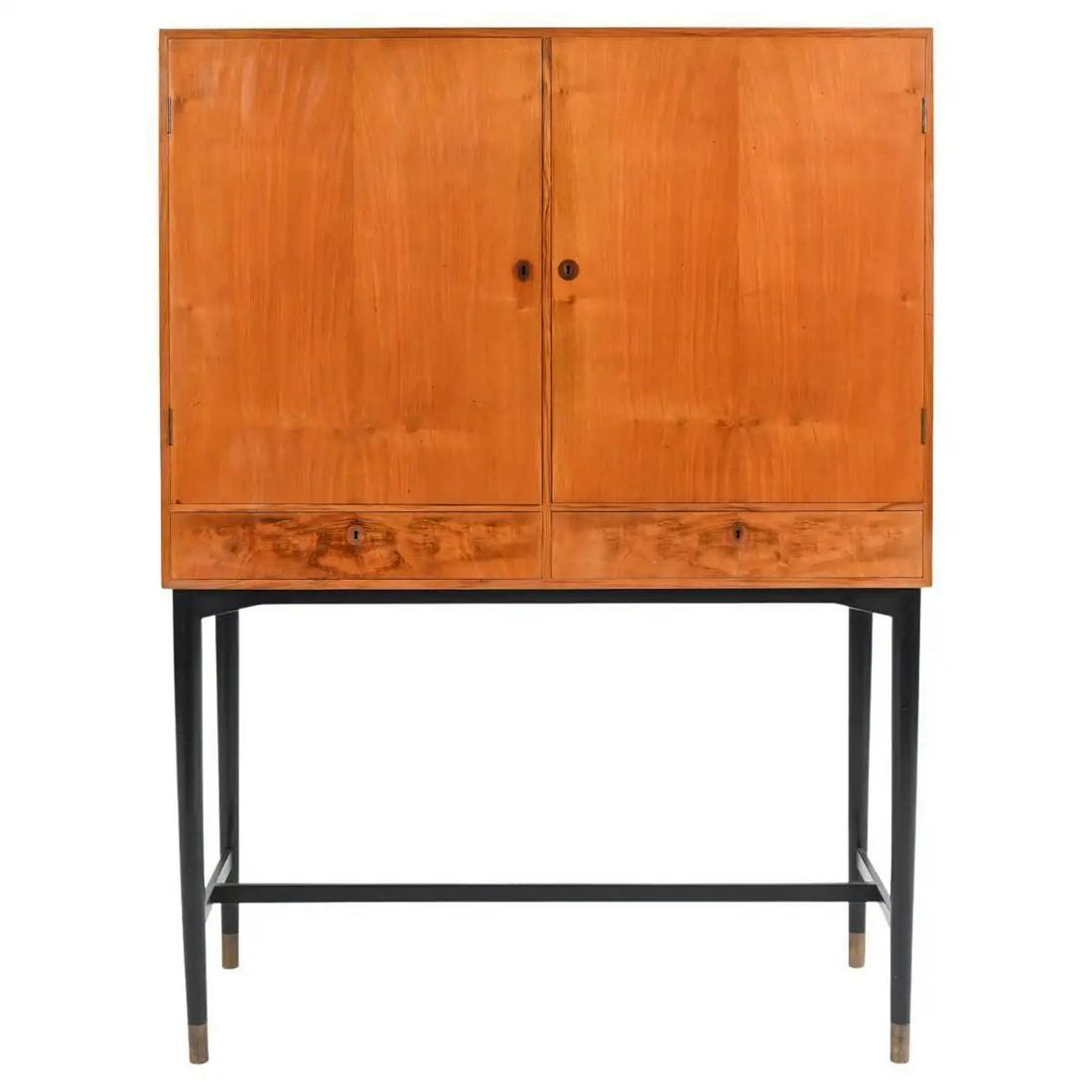 DANISH BURL-ACCENTED MAHOGANY HIGHBOARD CABINET (1 of 19)