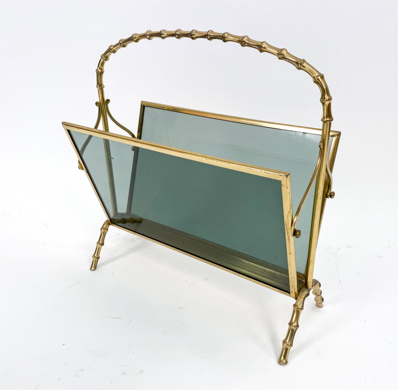 MAISON BAGUES BRASS & GLASS MAGAZINE RACK (1 of 13)