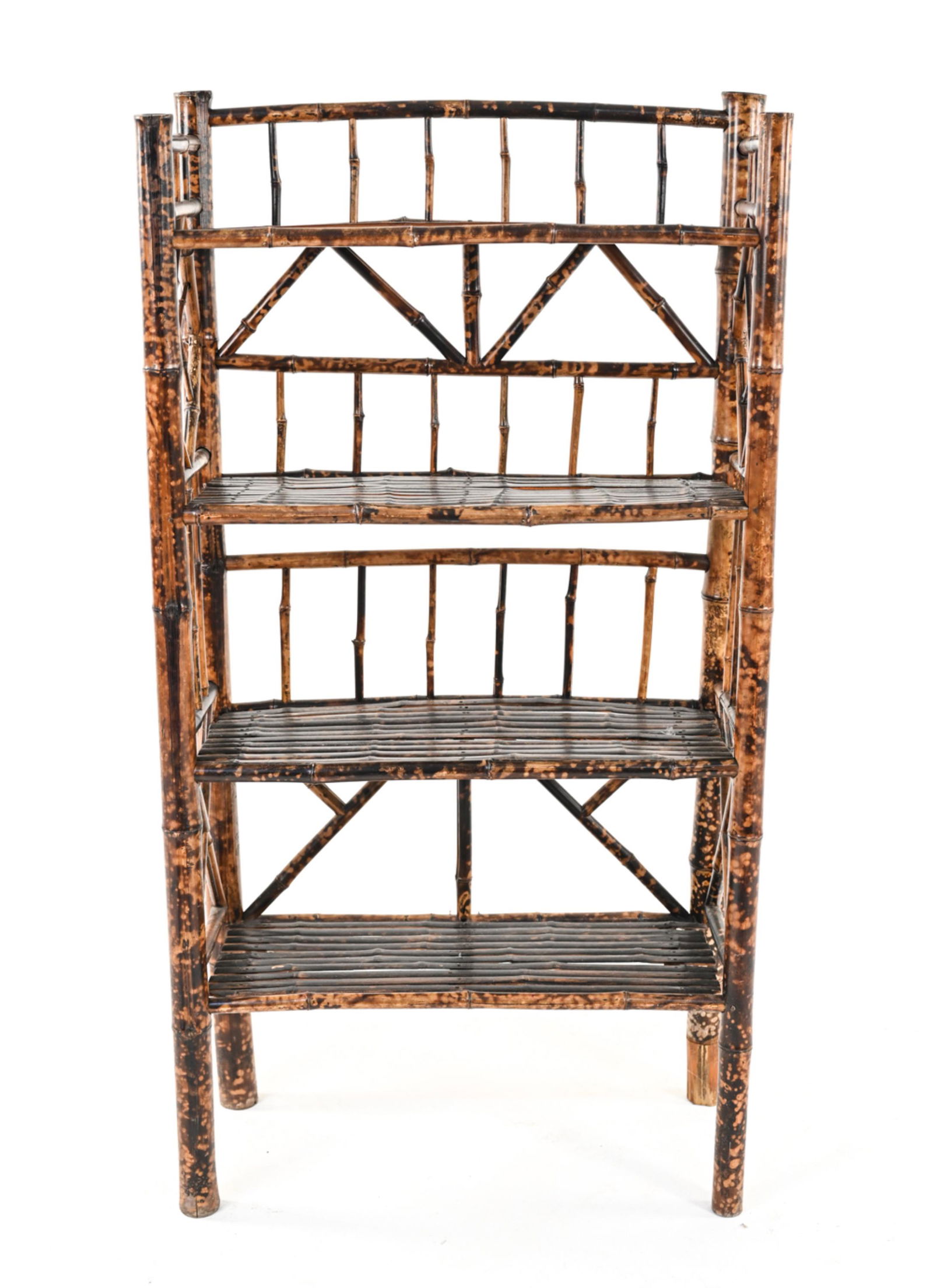 EARLY 20TH C. TORTOISESHELL BAMBOO ETAGERE (1 of 10)