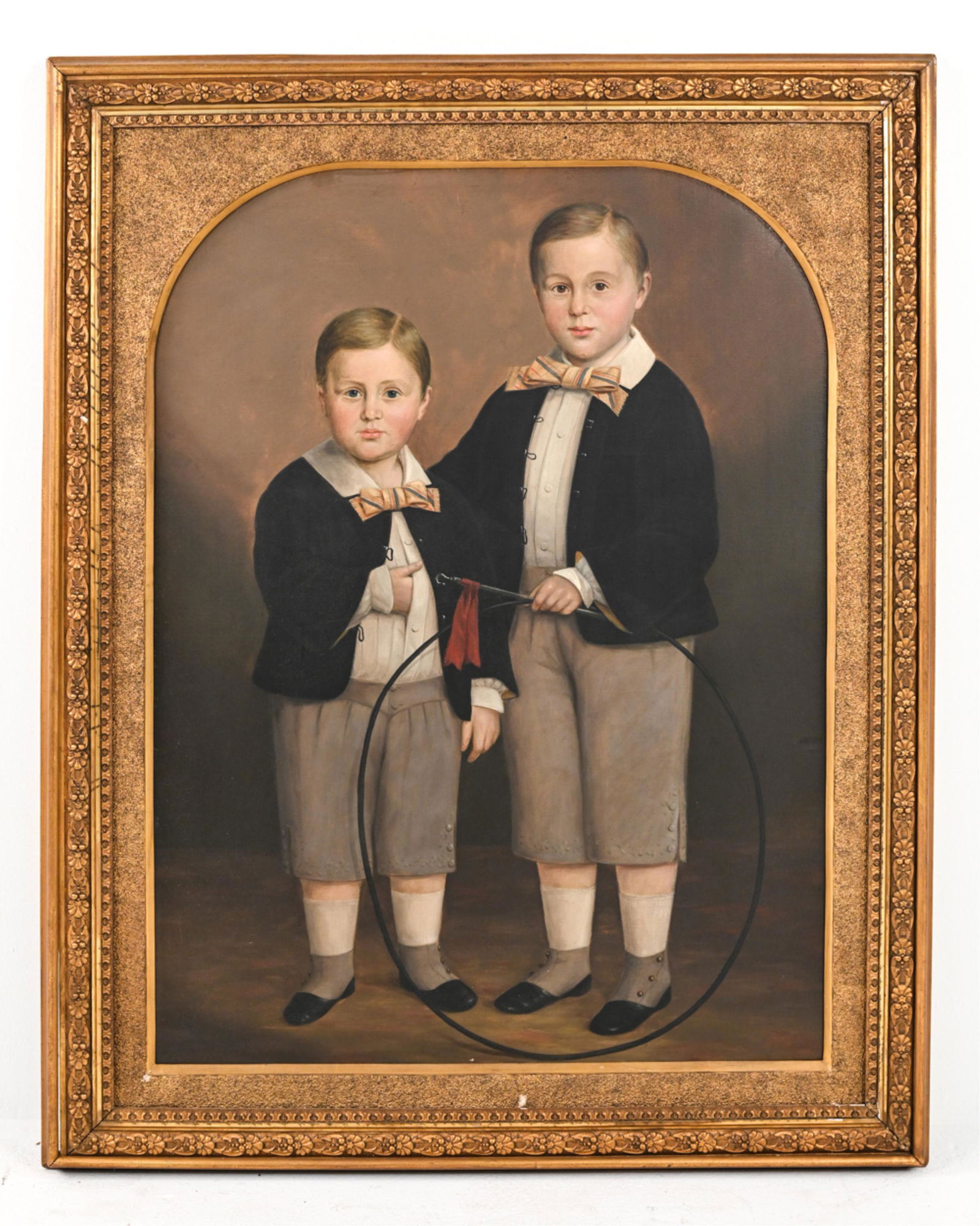 19TH C. PORTRAIT OF TWO BOYS W/ HOOP (1 of 10)
