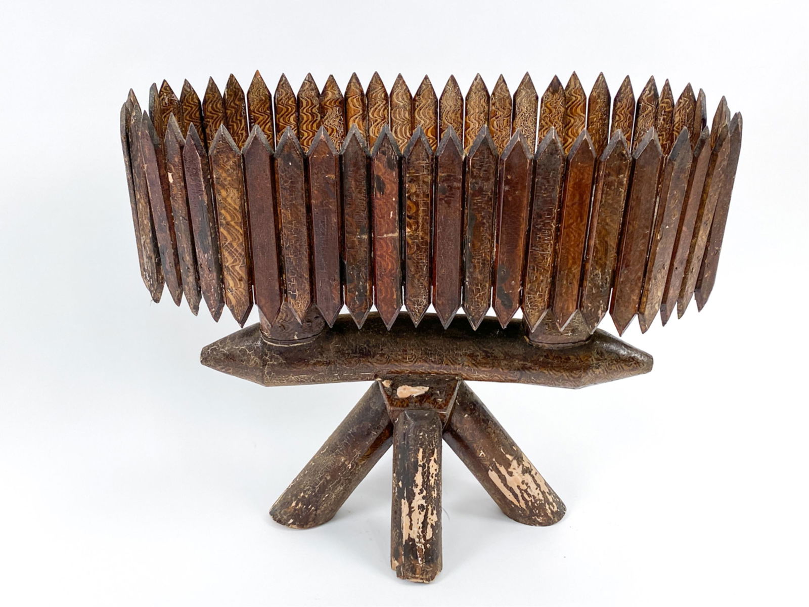 ANTIQUE GRAIN PAINTED ADIRONDACK PLANT STAND (1 of 13)