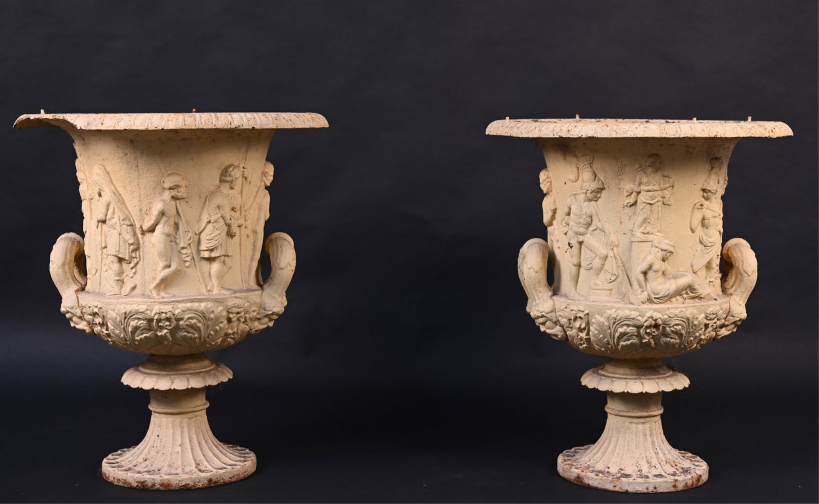 PAIR OF LARGE 19TH C. CAST IRON GARDEN URNS (1 of 20)