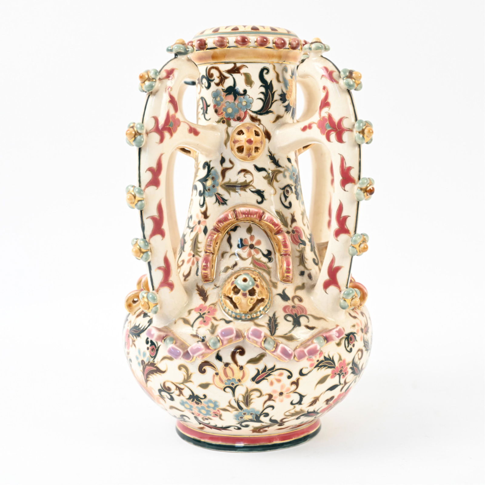 ANTIQUE ZSOLNAY PECS PORCELAIN VASE (1 of 12)