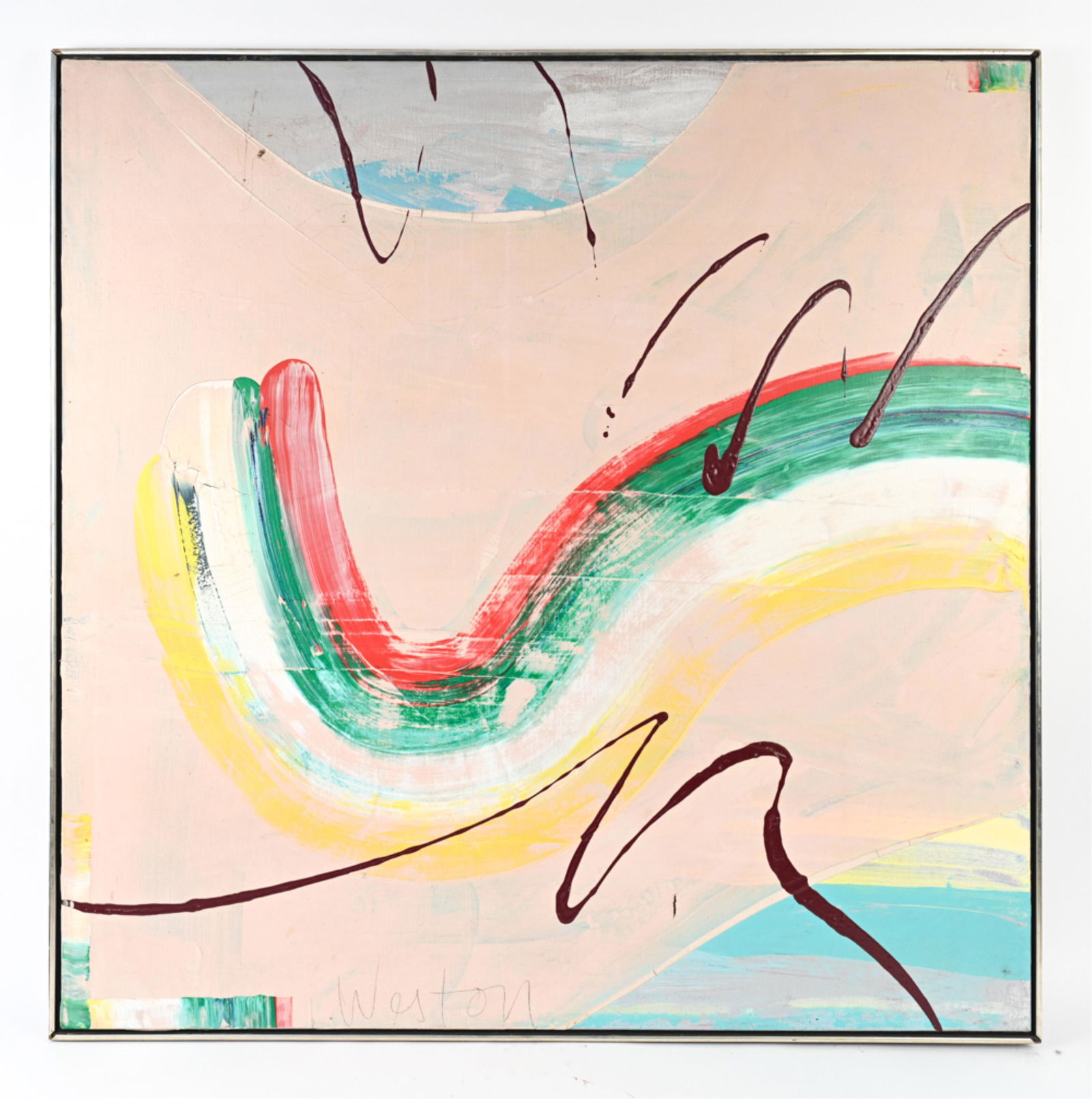 RICHARD WESTON ABSTRACT MIXED MEDIA C. 1980, AS-IS (1 of 9)