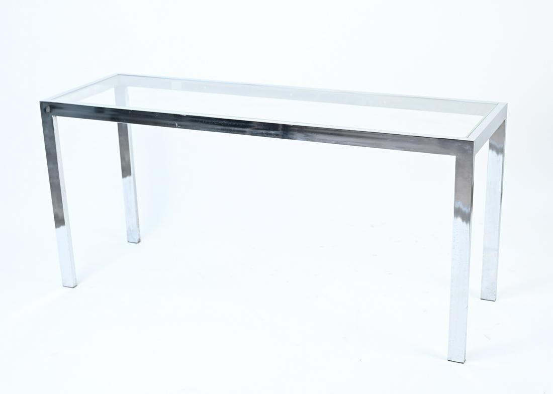ATTR. MILO BAUGHMAN CHROME & GLASS CONSOLE TABLE (1 of 12)