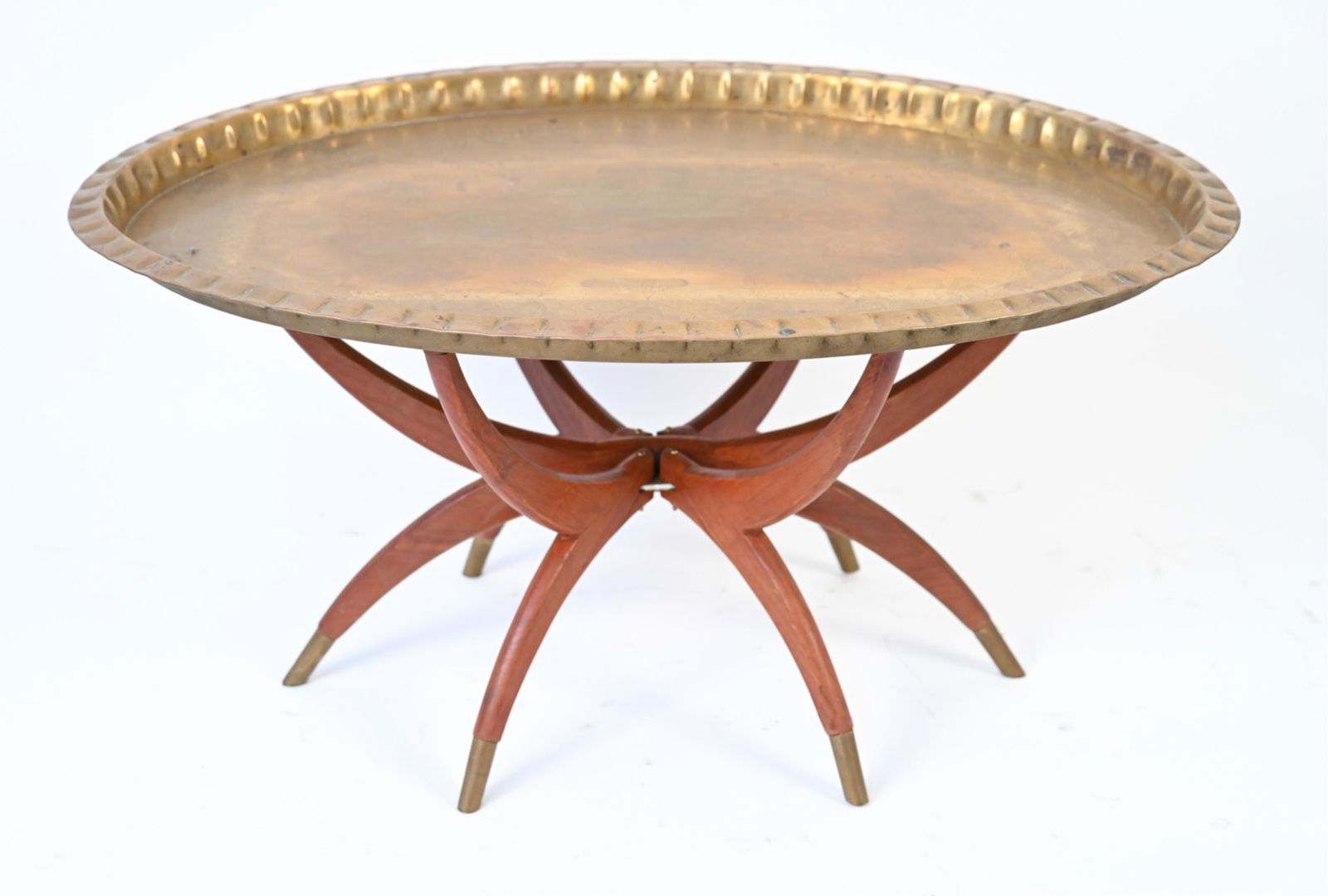 MID-CENTURY BRASS TRAY-TOP COCKTAIL TABLE (1 of 13)