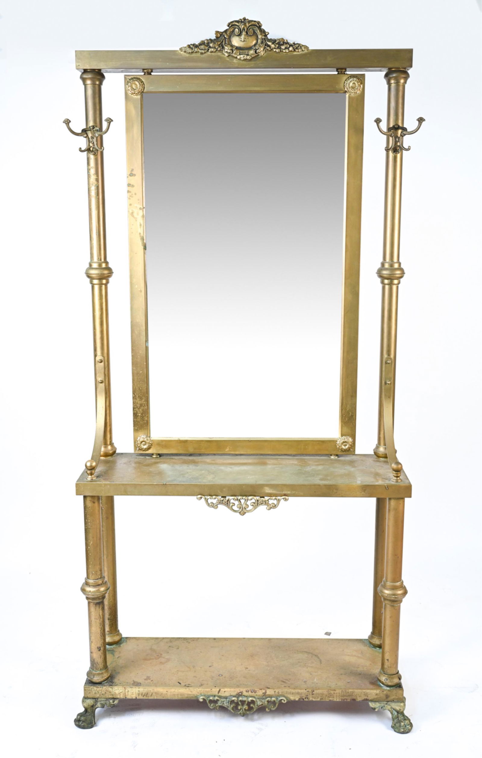 VICTORIAN BRASS HALL CONSOLE WITH MIRROR (1 of 17)