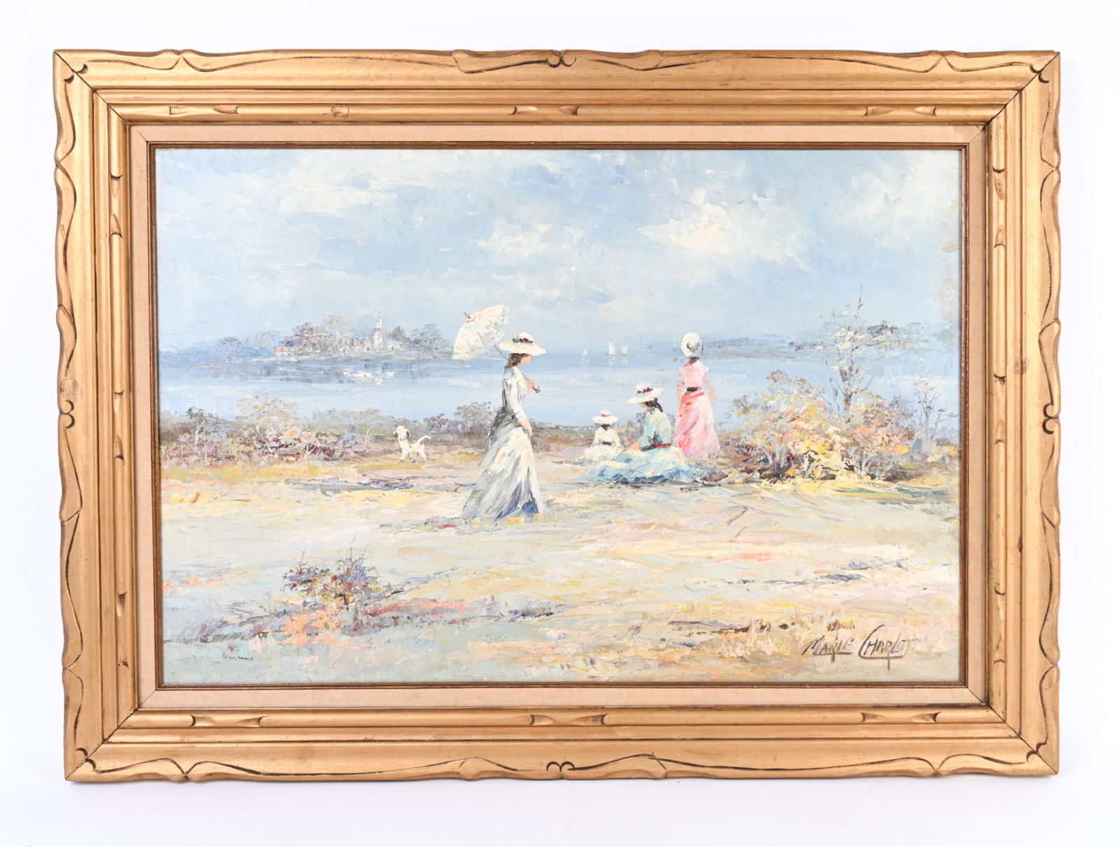 MARIE CHARLOT, FRENCH (20TH C.) O/C BEACH SCENE (1 of 13)