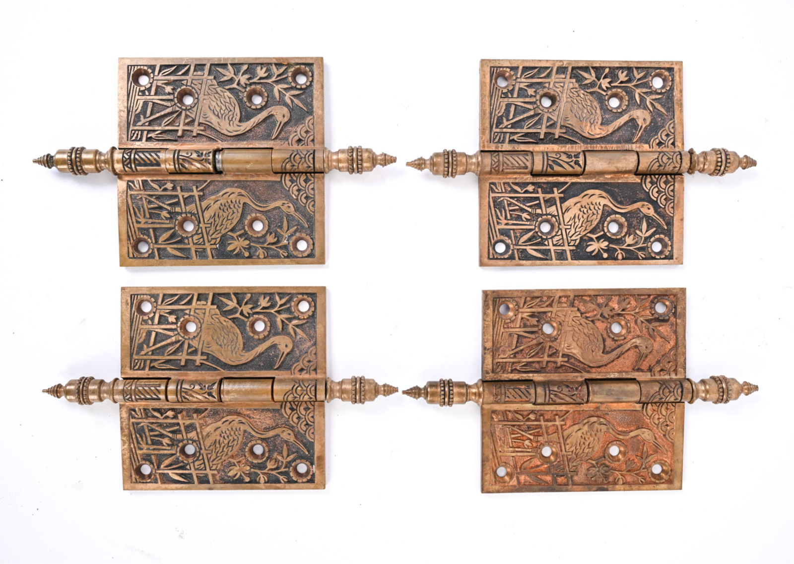 (4) ARTS & CRAFTS-STYLE BRASS DOOR HINGES (1 of 15)