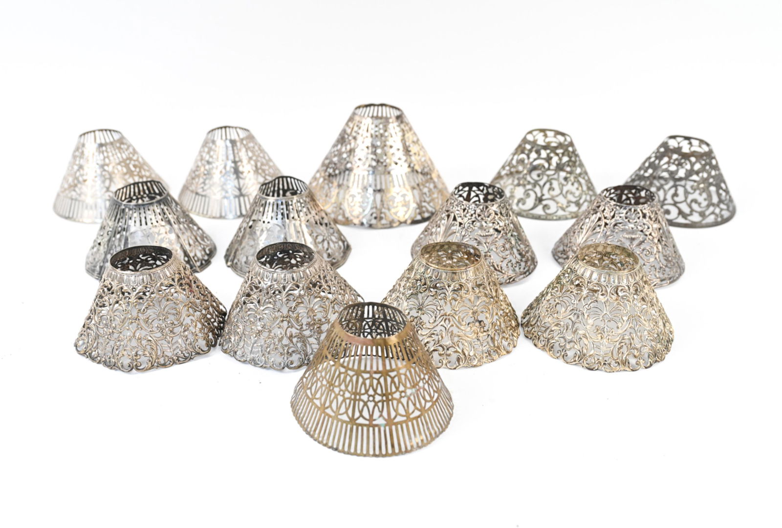 GROUPING OF RETICULATED SILVERPLATE SHADES (1 of 10)