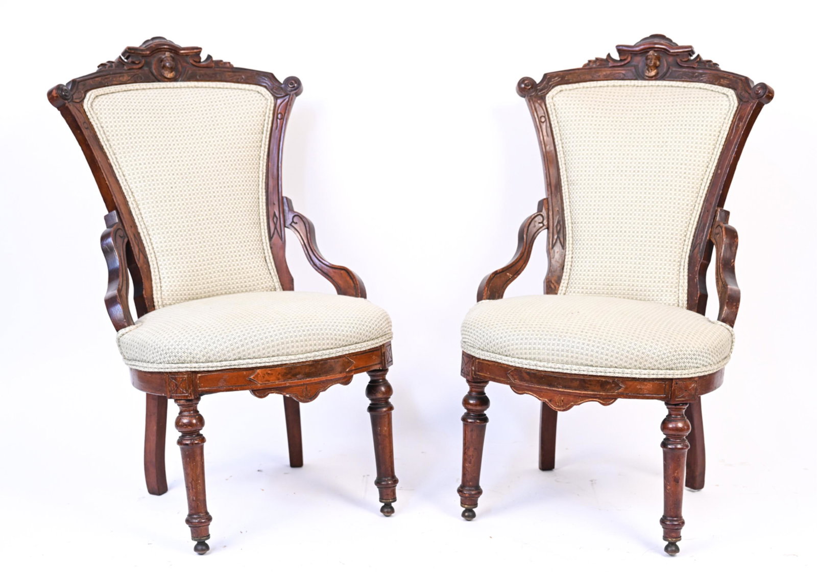 PAIR OF VICTORIAN EASTLAKE CARVED PARLOR CHAIRS (1 of 14)