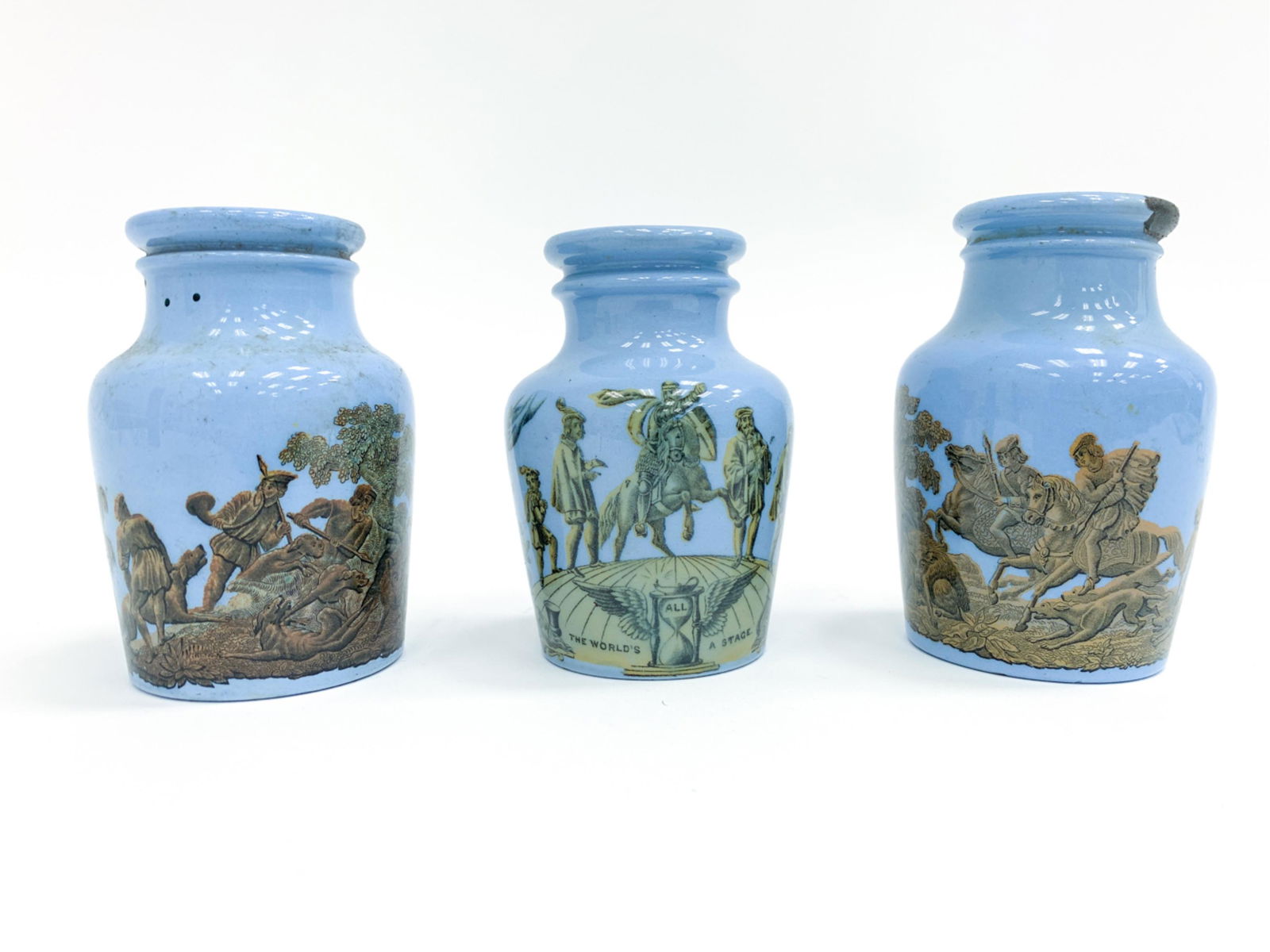 (3) ANTIQUE PORCELAIN MUSTARD POTS (1 of 8)