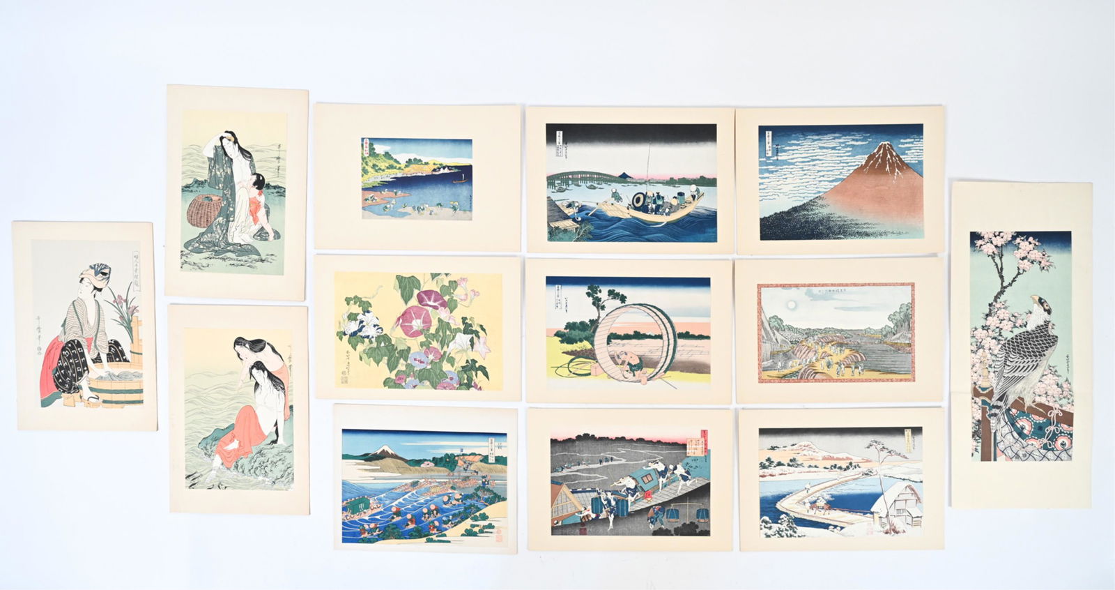 1963 HOKUSAI UKIYO-E HANGA PORTFOLIO, (14) PRINTS (1 of 20)