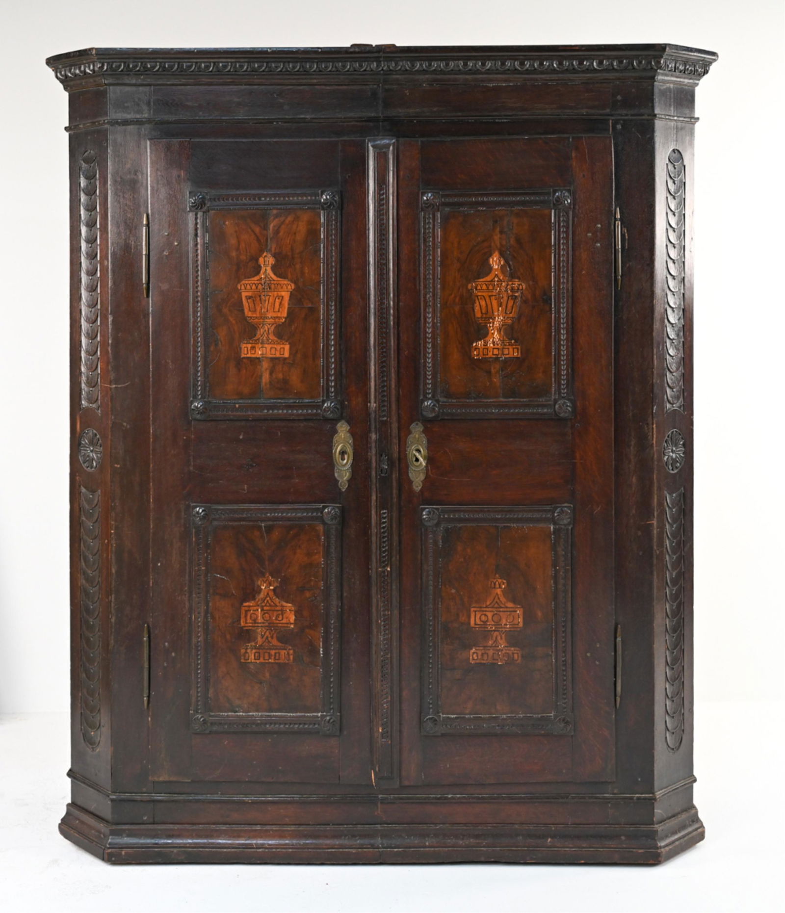 ANTIQUE CONTINENTAL CARVED & INLAID ARMOIRE (1 of 20)