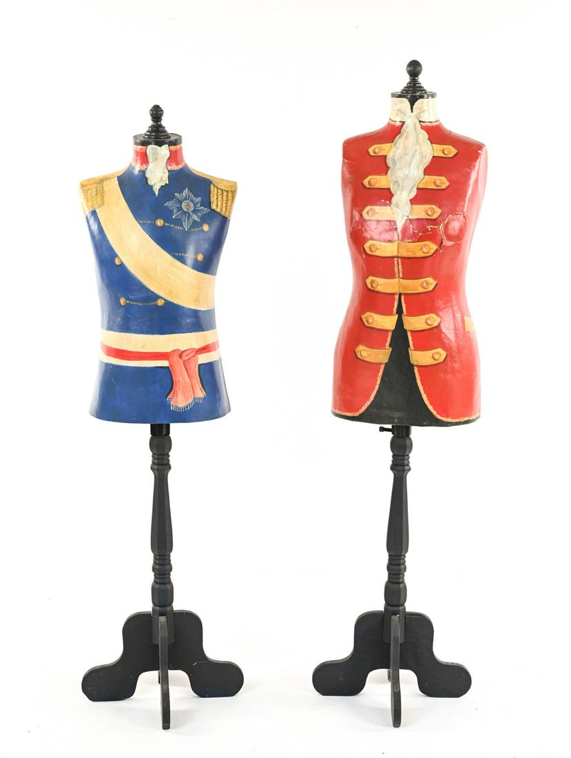 (2) PAINTED PAPIER-MACHE DRESS FORMS (1 of 12)