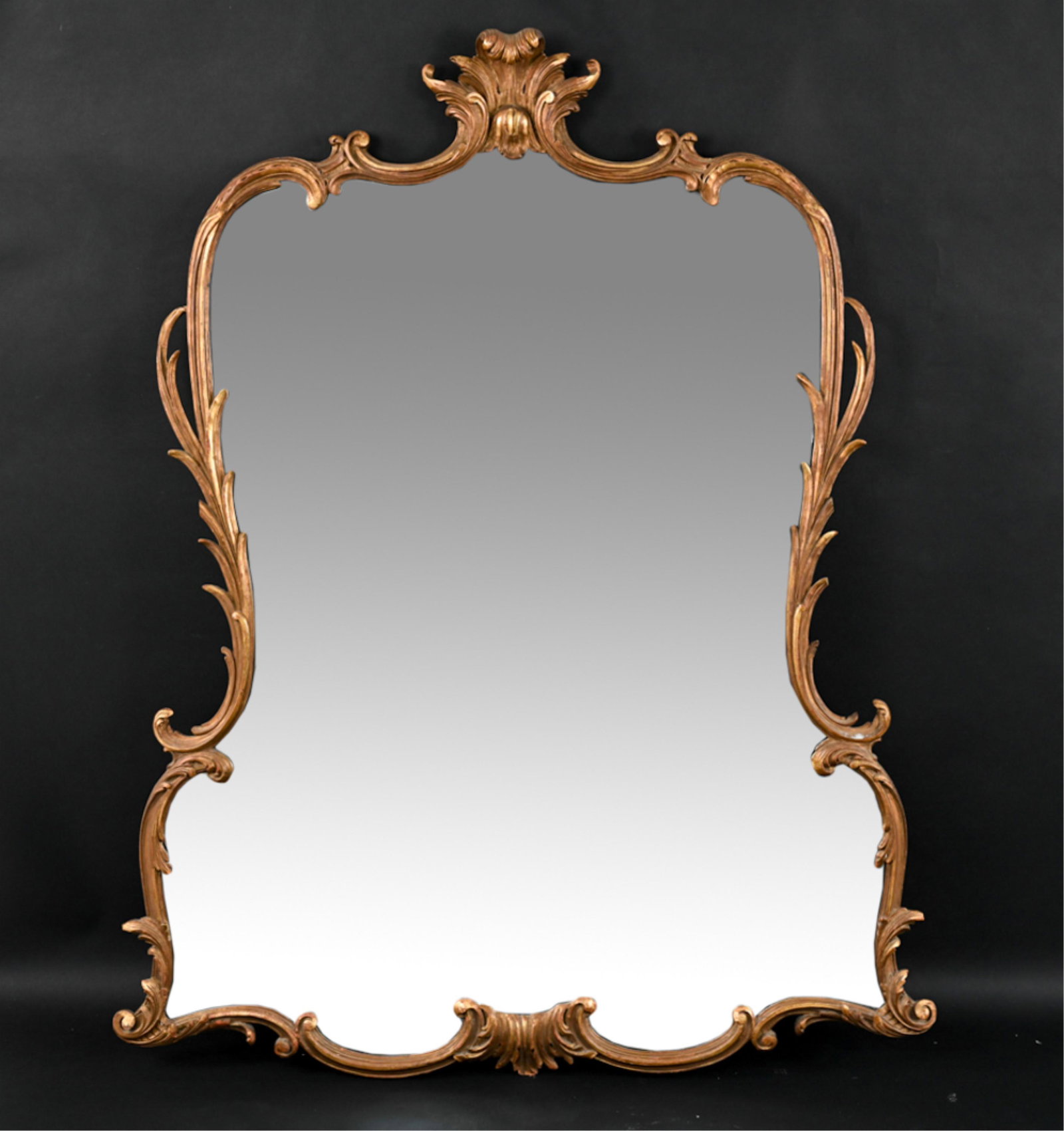 LARGE FRENCH ROCOCO STYLE GILTWOOD WALL MIRROR (1 of 10)